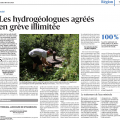 Relai d’un article de presse : les hydrogéologues agréés en grève illimitée